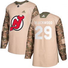 New Jersey Devils #29 MacKenzie Blackwood Authentic Mackenzie wood Camo Veterans Day Practice Jersey