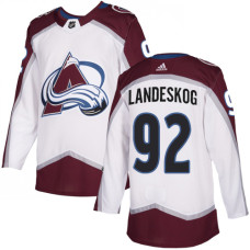 Colorado Avalanche #92 Gabriel Landeskog White Away Authentic With Jersey 2022 Stanley Cup Champions Patch