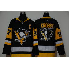 Pittsburgh Penguins #87 Sidney Crosby Black With Team Logo Stitched Jersey