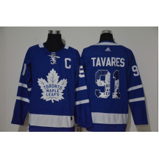 Toronto Maple Leafs #91 John Tavares Royal Blue With Team Logo Stitched Jersey