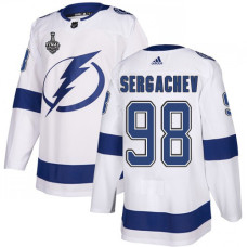 Lightning #98 Mikhail Sergachev White Road Authentic 2020 Stanley Cup Final Stitched Jersey