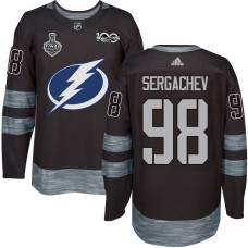 Lightning #98 Mikhail Sergachev Black 1917-2017 100th Anniversary 2020 Stanley Cup Final Stitched Jersey