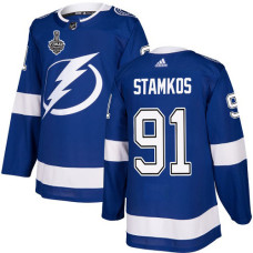 Lightning #91 Steven Stamkos Blue Home Authentic 2020 Stanley Cup Final Stitched Jersey