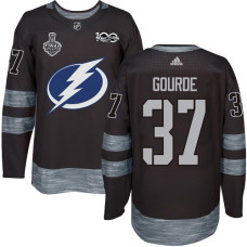 Lightning #37 Yanni Gourde Black 1917-2017 100th Anniversary 2020 Stanley Cup Final Stitched Jersey