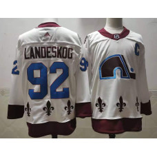 Colorado Avalanche #92 Gabriel Landeskog White Retro Stitched With Jersey 2022 Stanley Cup Champions Patch