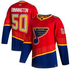 St. Louis Blues #50 Jordan Binnington 2021 Red Reverse Retro Stitched Jersey