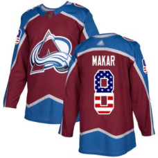 Colorado Avalanche #8 Cale Makar Burgundy Home Authentic USA Flag Stitched Jersey