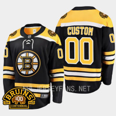 Boston Bruins Custom 2023-24 100th Centennial Black #00 Jersey Home