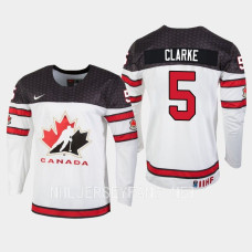 Canada #5 Brandt Clarke 2023 IIHF World Junior Championship White Jersey