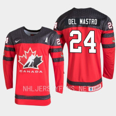 Ethan Del Mastro 2023 IIHF World Junior Championship Canada Jersey Red #24 Uniform