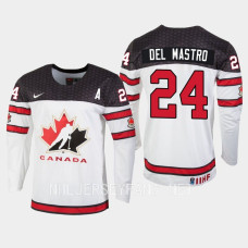 Canada #24 Ethan Del Mastro 2023 IIHF World Junior Championship White Jersey