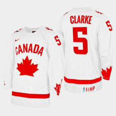 Brandt Clarke 2023 IIHF WJC Canada Hockey Jersey White #5 Uniform