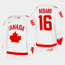 Connor Bedard 2023 IIHF WJC Canada Hockey Jersey White #16 Uniform