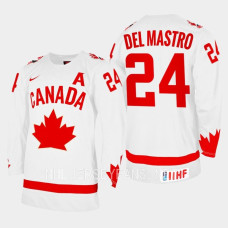 Ethan Del Mastro 2023 IIHF WJC Canada Hockey Jersey White #24 Uniform