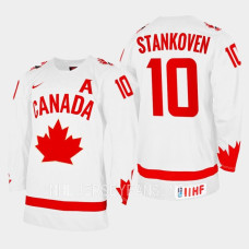 Logan Stankoven 2023 IIHF WJC Canada Hockey Jersey White #10 Uniform