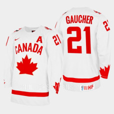 Nathan Gaucher 2023 IIHF WJC Canada Hockey Jersey White #21 Uniform