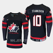 Logan Stankoven 2023 IIHF World Junior Champions Canada Jersey Black #10 Uniform