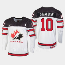 Canada #10 Logan Stankoven 2023 IIHF World Junior Championship White Jersey