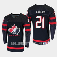 Nathan Gaucher 2023 IIHF World Junior Champions Canada Jersey Black #21 Uniform