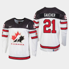 Canada #21 Nathan Gaucher 2023 IIHF World Junior Championship White Jersey