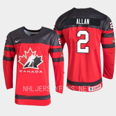 Nolan Allan 2023 IIHF World Junior Championship Canada Jersey Red #2 Uniform