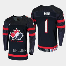 Thomas Milic 2023 IIHF World Junior Champions Canada Jersey Black #1 Uniform