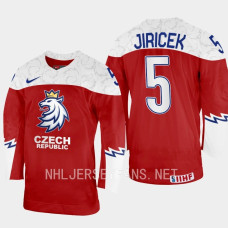 David Jiricek 2023 IIHF World Junior Championship Czech Republic Jersey Red #5 Uniform