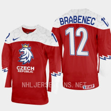 Jakub Brabenec 2023 IIHF World Junior Championship Czech Republic Jersey Red #12 Uniform