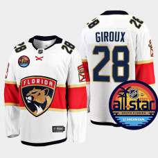 Men Florida Panthers Claude Giroux #28 NHL All-Star Away White Jersey With 2023 Stanley Cup Patch