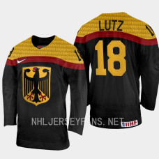 Germany #18 Julian Lutz 2023 IIHF World Junior Championship Black Away Jersey