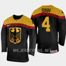 Germany #4 Philip Sinn 2023 IIHF World Junior Championship Black Away Jersey