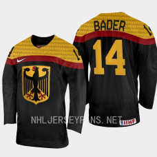 Germany #14 Quirin Bader 2023 IIHF World Junior Championship Black Away Jersey