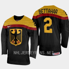 Germany #2 Rayan Bettahar 2023 IIHF World Junior Championship Black Away Jersey