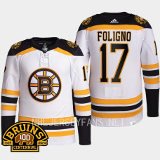 Nick Foligno 100th Centennial 2023-24 Boston Bruins White Jersey Authentic Pro #17