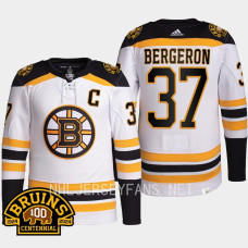 Patrice Bergeron 100th Centennial 2023-24 Boston Bruins White Jersey Authentic Pro #37