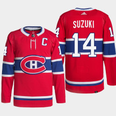 Nick Suzuki #14 Montreal Canadiens Red Jersey 2023 Captain Patch Authentic Primegreen