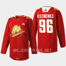 Andrei Kuzmenko Vancouver Canucks 2023 Lunar New Year Red #96 Jersey Rabbit Warm-up