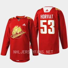 Bo Horvat Vancouver Canucks 2023 Lunar New Year Red #53 Jersey Rabbit Warm-up