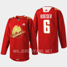 Brock Boeser Vancouver Canucks 2023 Lunar New Year Red #6 Jersey Rabbit Warm-up