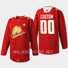 Custom Vancouver Canucks 2023 Lunar New Year Red #00 Jersey Rabbit Warm-up