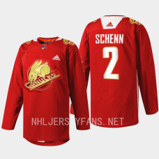 Luke Schenn Vancouver Canucks 2023 Lunar New Year Red #2 Jersey Rabbit Warm-up