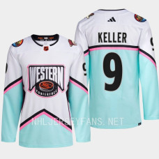 Clayton Keller 2023 NHL All-Star Western Conference Arizona Coyotes White Authentic #9 Jersey