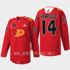 Adam Henrique Anaheim Ducks 2023 Lunar New Year Red #14 Jersey Rabbit Warmup