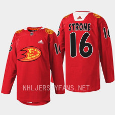 Ryan Strome Anaheim Ducks 2023 Lunar New Year Red #16 Jersey Rabbit Warmup