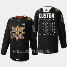 Custom Vegas Golden Knights 2023 Pride Knight Black #00 Jersey Warmups