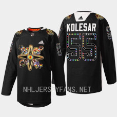 Keegan Kolesar Vegas Golden Knights 2023 Pride Knight Black #55 Jersey Warmups