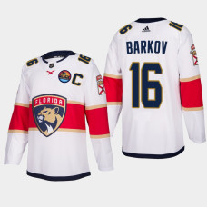 Florida Panthers #16 Aleksander Barkov All-Star Patch Away Authentic White Jersey With 2023 Stanley Cup Patch