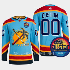 Custom 2023 All-Star Patch Florida Panthers Blue Jersey Reverse Retro #00