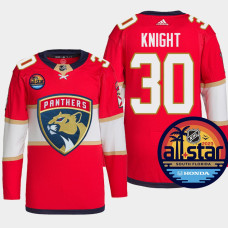 Spencer Knight #30 Florida Panthers Red Jersey NHL All-Star Authentic Pro With 2023 Stanley Cup Patch