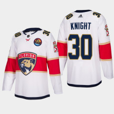 Florida Panthers #30 Spencer Knight All-Star Patch Away Authentic White Jersey With 2023 Stanley Cup Patch